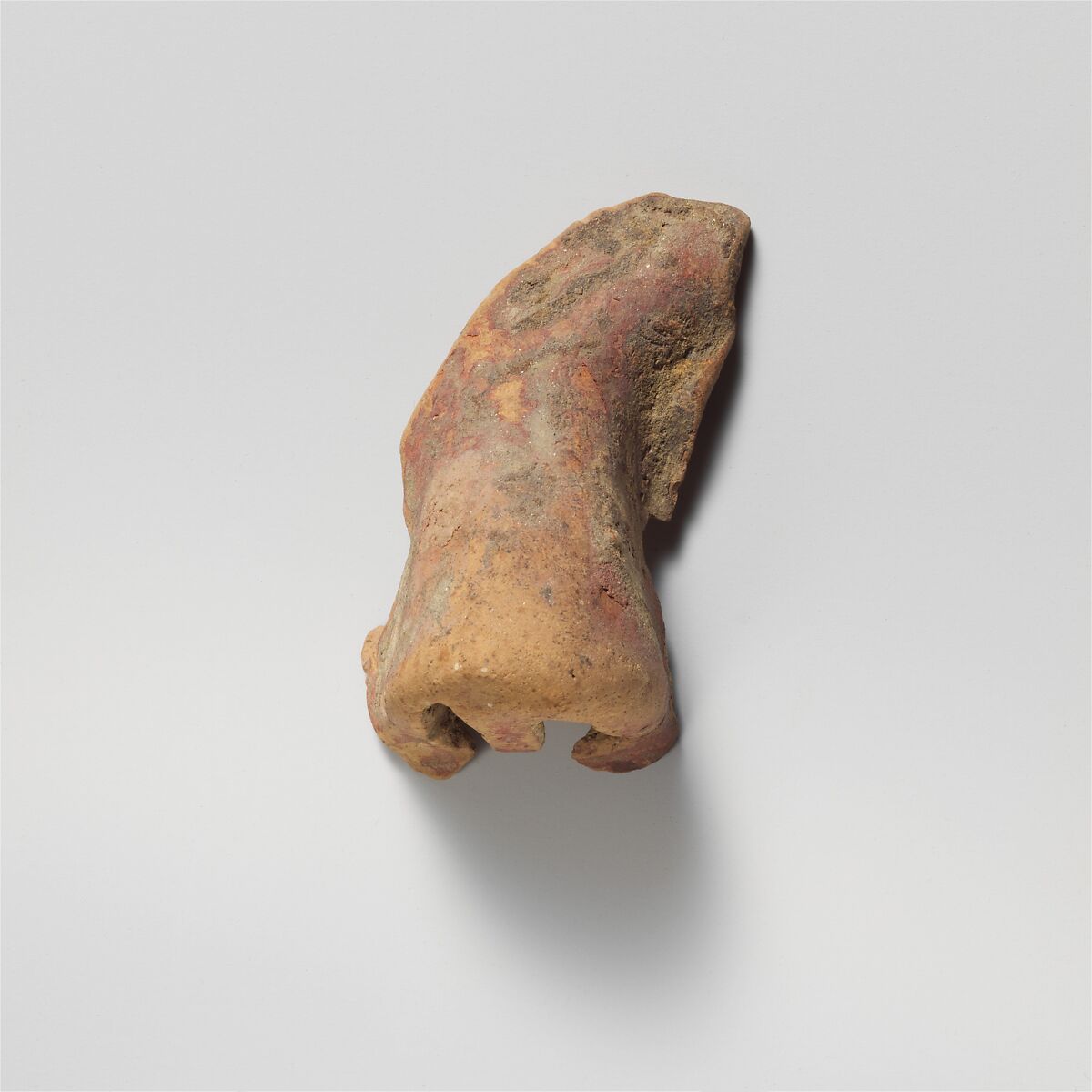 Nose from a terracotta mask, Terracotta, Greek, Laconian 