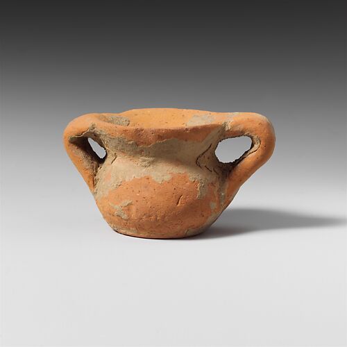 Terracotta miniature vase with two handles