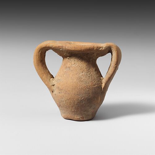 Terracotta miniature jar with two handles