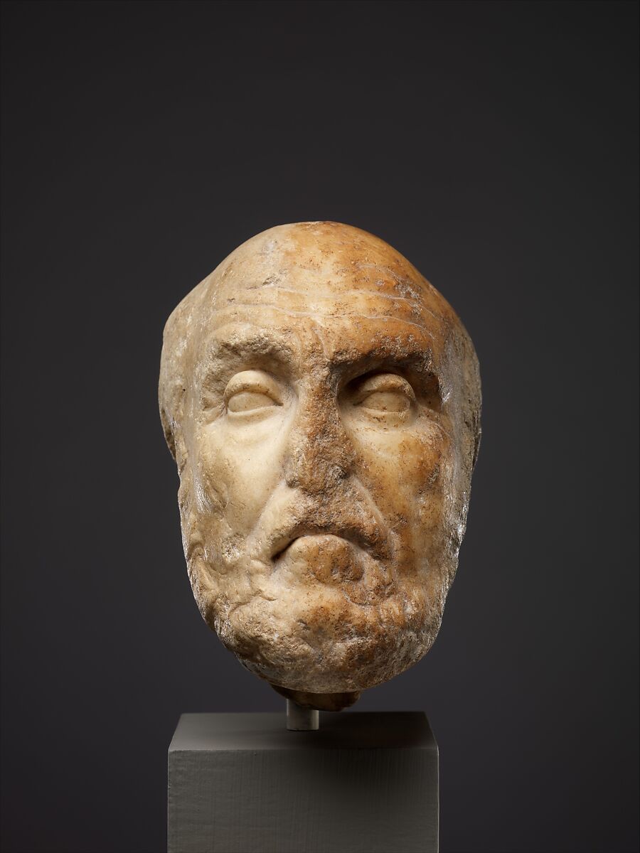 Marble portrait head of the philosopher Chrysippos, Marble, Roman