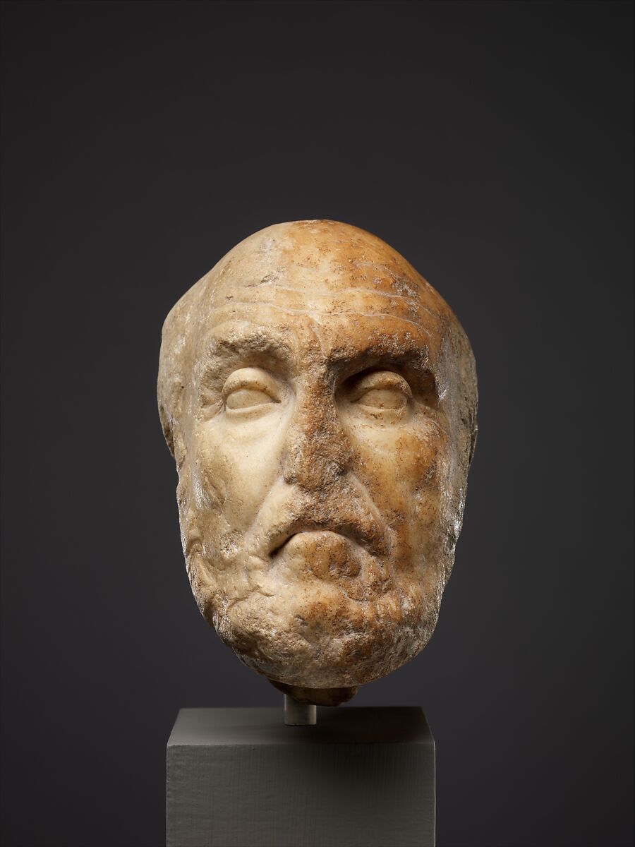 Marble portrait head of the philosopher Chrysippos, Marble, Roman 