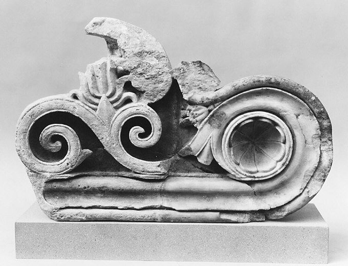 Fragment of a marble console of a door lintel, Marble, Roman 