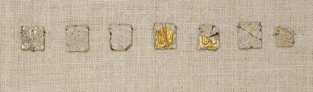 Glass ornaments with gold leaf overlay, Glass, Helladic, Mycenaean 