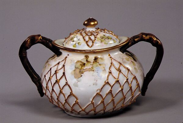 Covered Sugar Bowl, Knowles, Taylor, and Knowles (1870–1929), Porcelain, American 