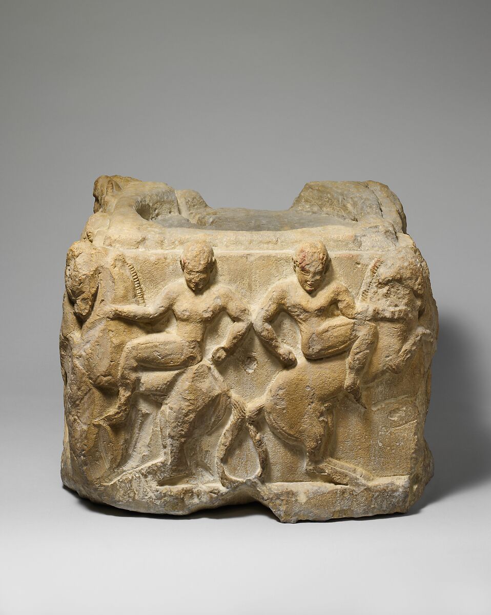 Limestone cippus base, Limestone, Etruscan, probably Chiusine 