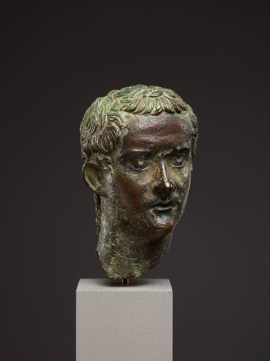 Bronze portrait head of the emperor Gaius (Caligula), Bronze, Roman