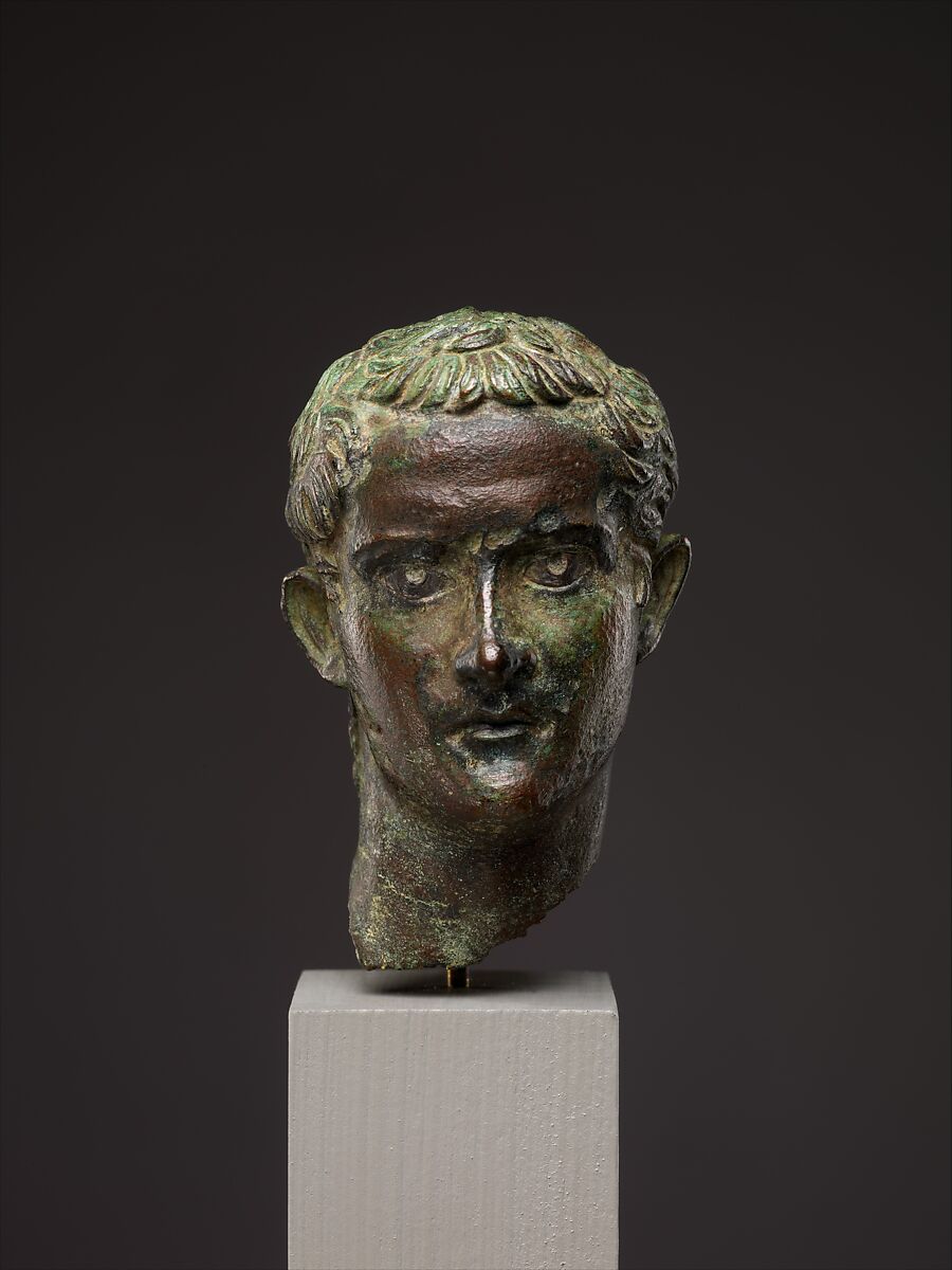 Bronze portrait head of the emperor Gaius (Caligula), Bronze, Roman 