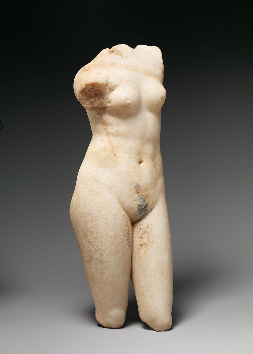 Marble statuette of Aphrodite Anadyomene (rising), Marble, Roman