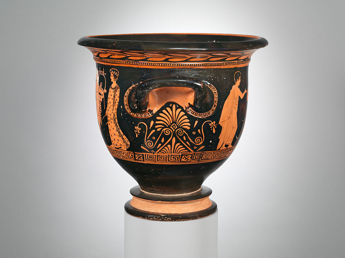 Terracotta bell-krater (bowl for mixing wine and water), Attributed to Polion, Terracotta, Greek, Attic