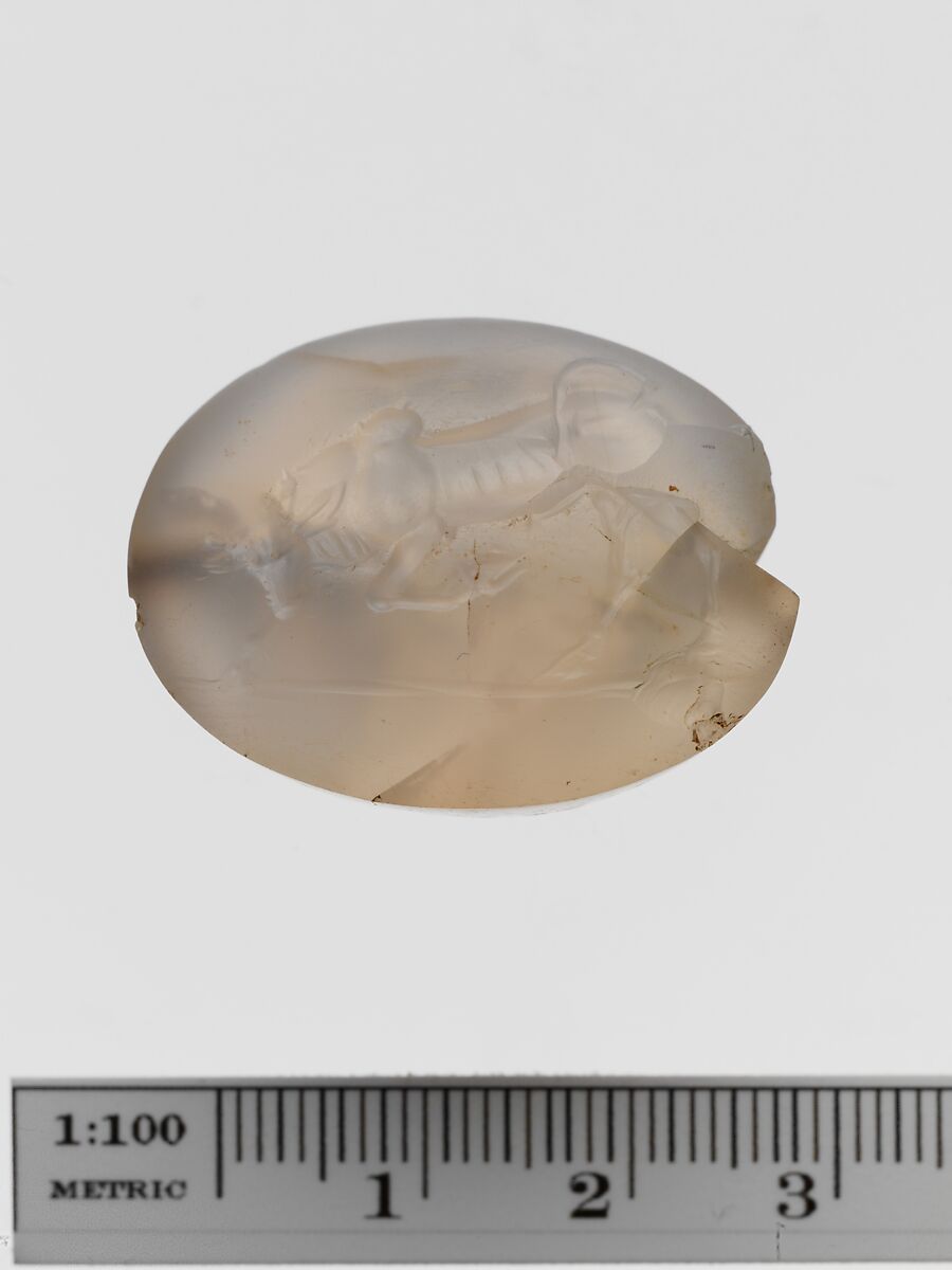 Chalcedony scaraboid seal, Chalcedony, Greek 