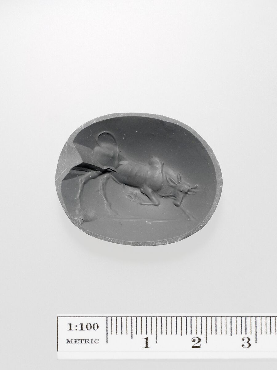 Chalcedony scaraboid seal, Chalcedony, Greek