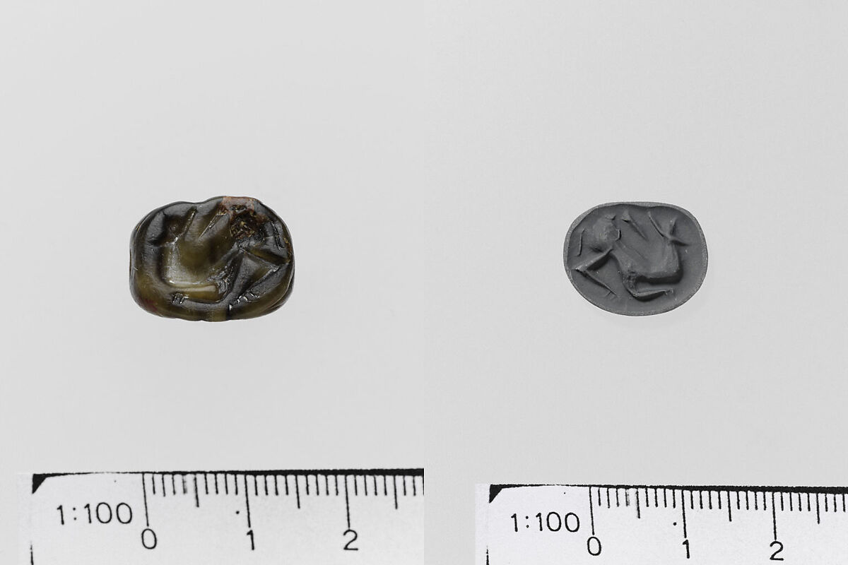 Prism, triangular seal, Steatite, Minoan