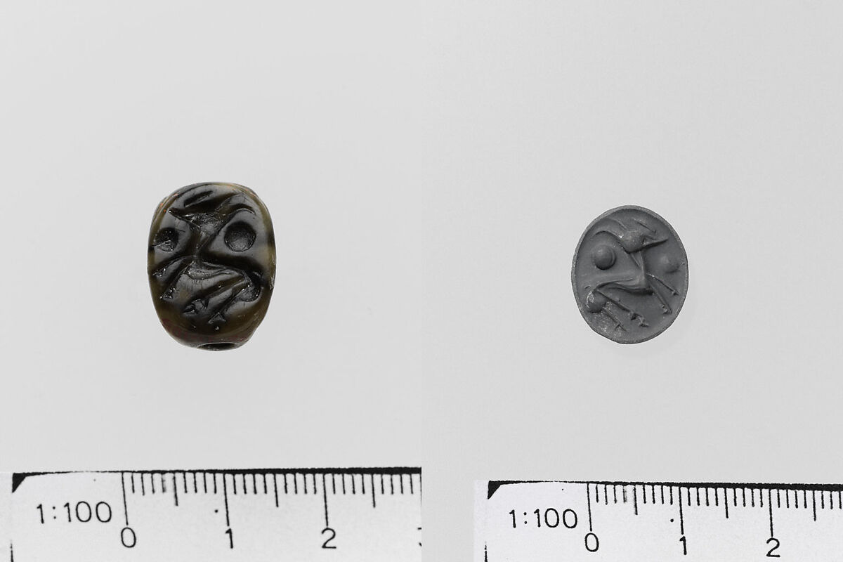 Prism, triangular seal, Steatite, Minoan