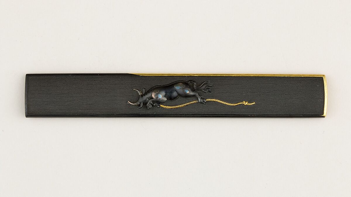 Knife Handle (Kozuka), Gotō Renjō (Mitsutomo) (Japanese, 1628–1708, tenth-generation Gotō master), Copper-gold alloy (shakudō), gold, silver, Japanese 
