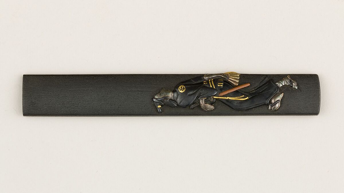 Knife Handle (IKozuka), Copper-gold alloy (shakudō), gold, silver, copper, Japanese 