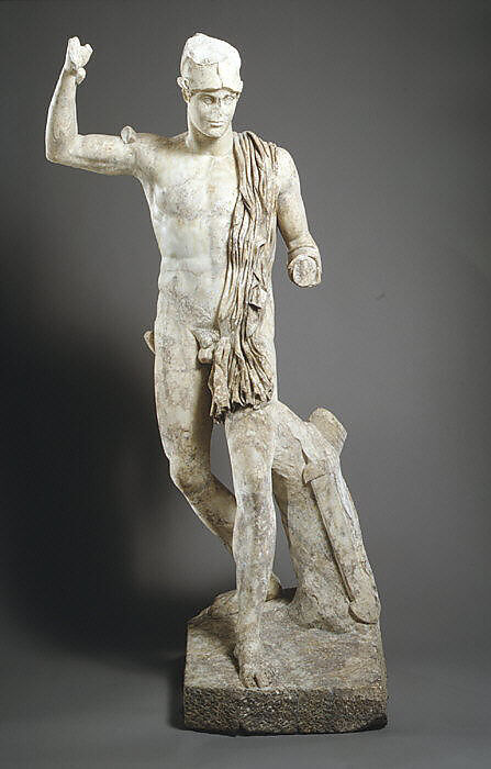 Marble statue of a wounded warrior, Marble, Roman