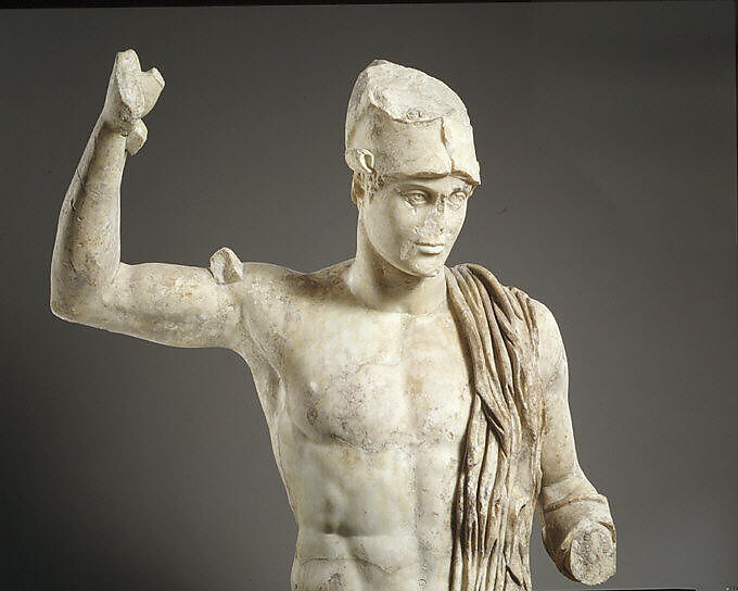 Marble statue of a wounded warrior, Marble, Roman