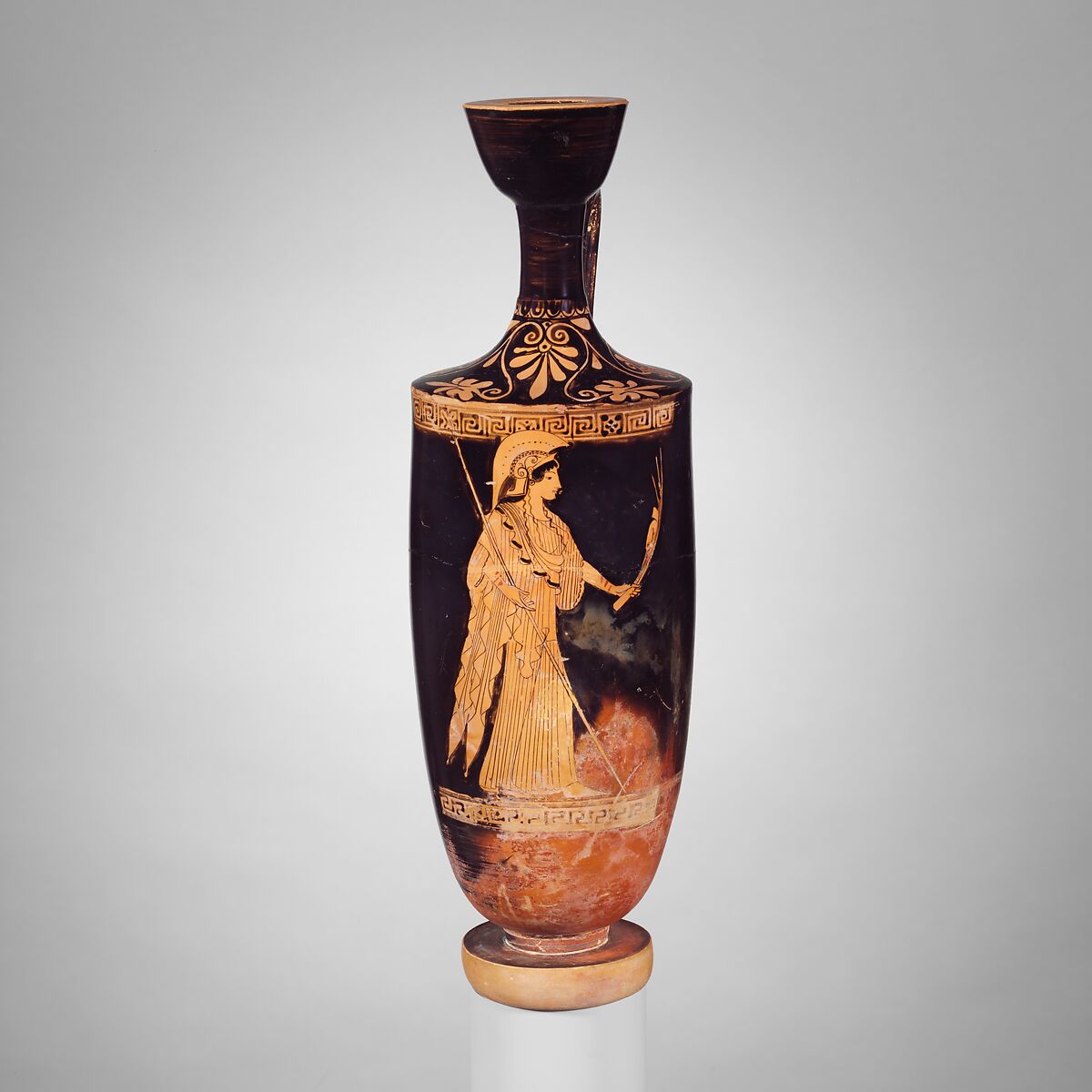 Terracotta lekythos (oil flask), Attributed to the Brygos Painter, Terracotta, Greek, Attic 