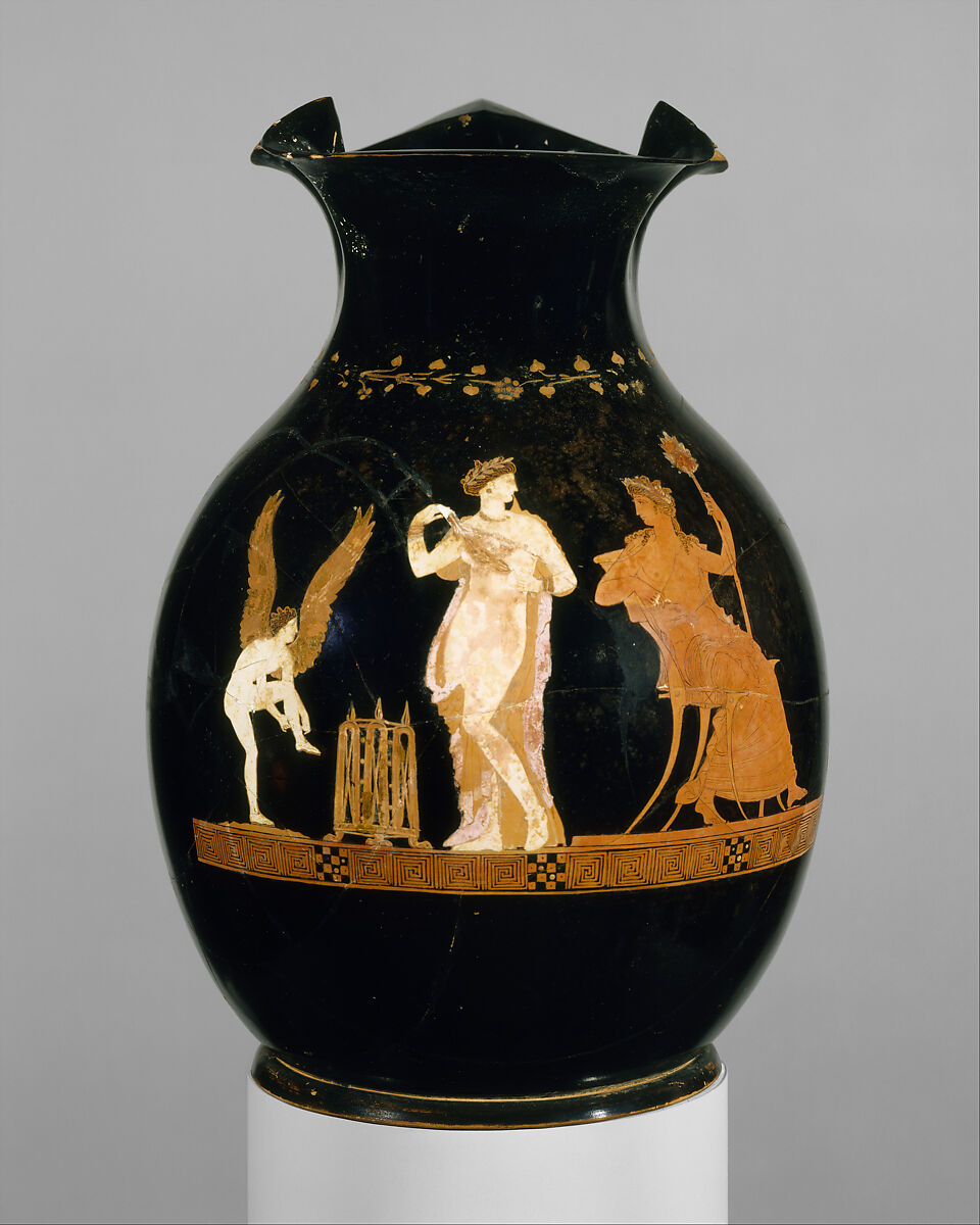 Terracotta oinochoe (jug), Terracotta, Greek, Attic 