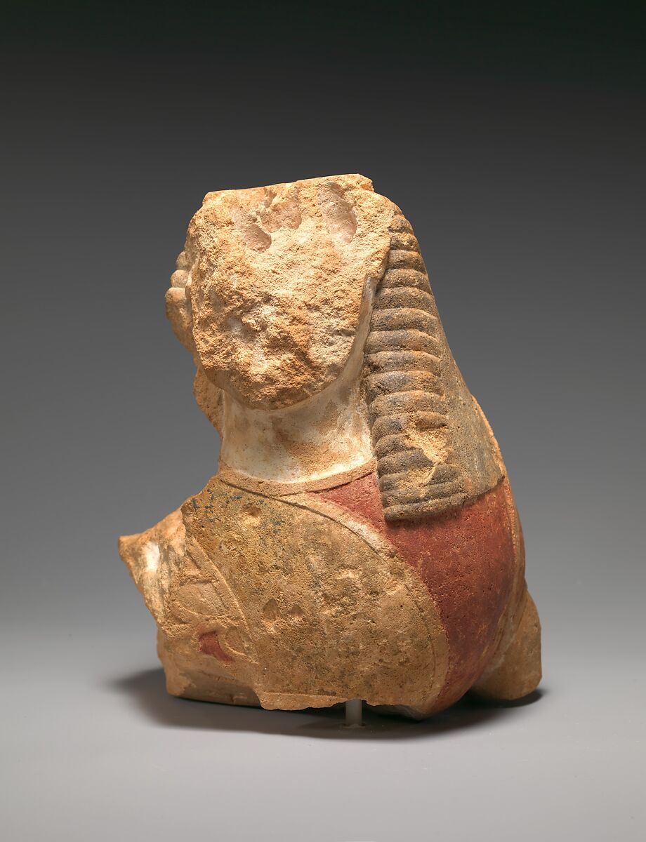 Fragmentary limestone sphinx, Limestone, Greek, Attic