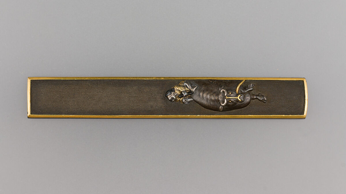 Knife Handle (Kozuka), Copper-silver alloy (shibuichi), gold, silver, Japanese 