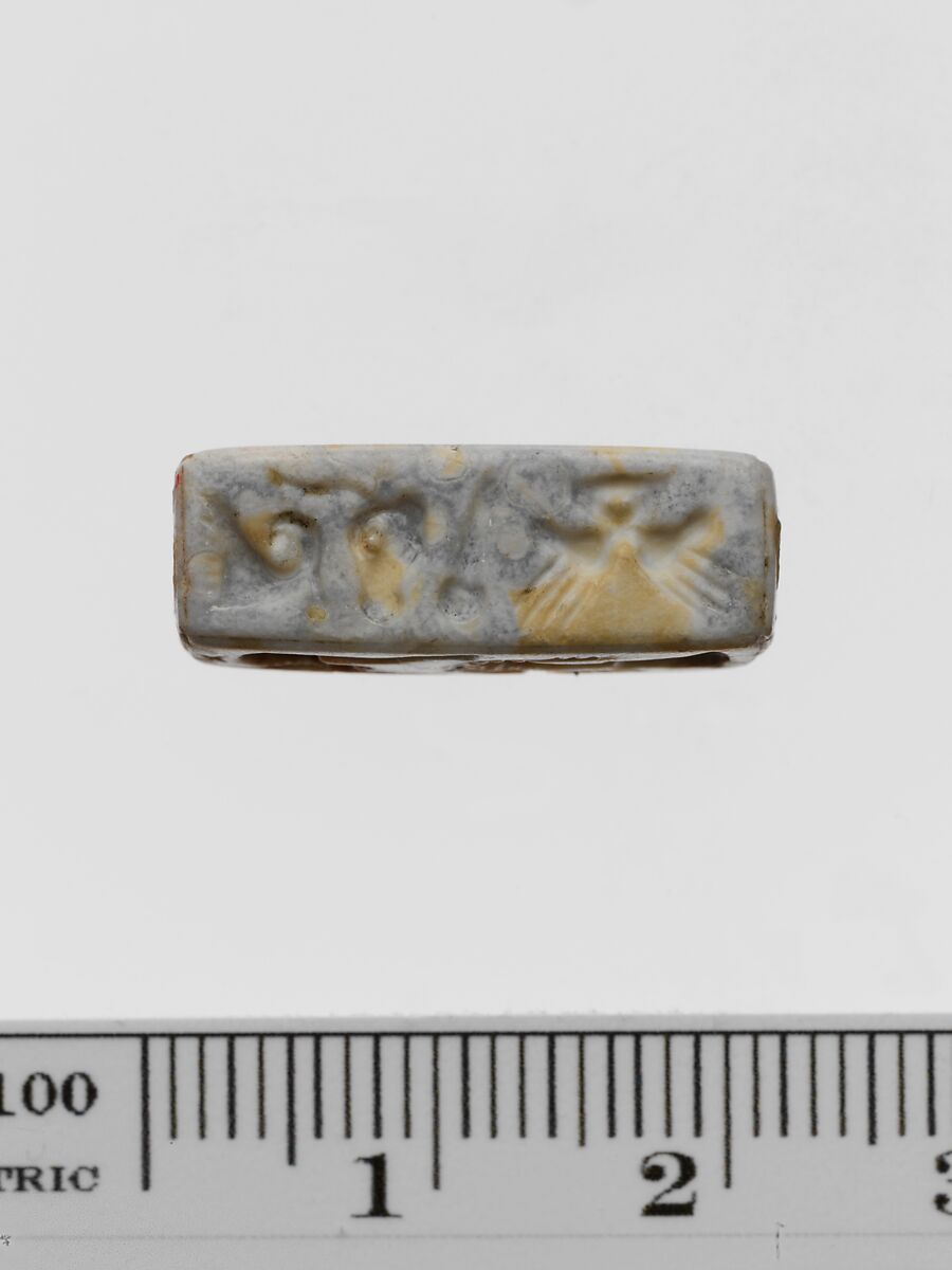Chalcedony rectangular prism, Chalcedony, burnt, Minoan