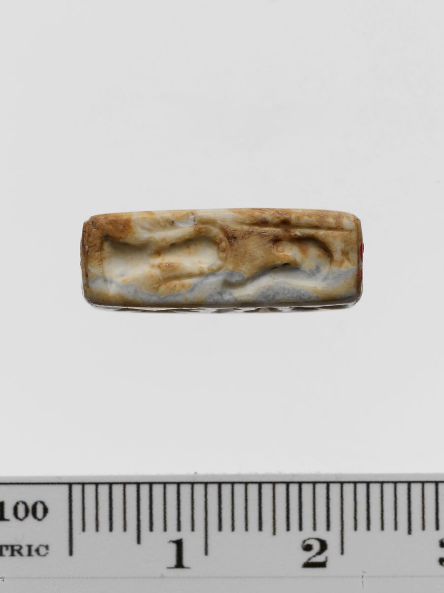Chalcedony rectangular prism, Chalcedony, burnt, Minoan