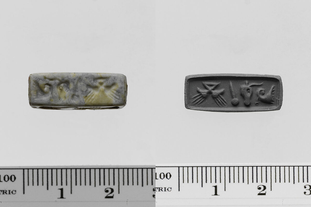 Chalcedony rectangular prism, Chalcedony, burnt, Minoan