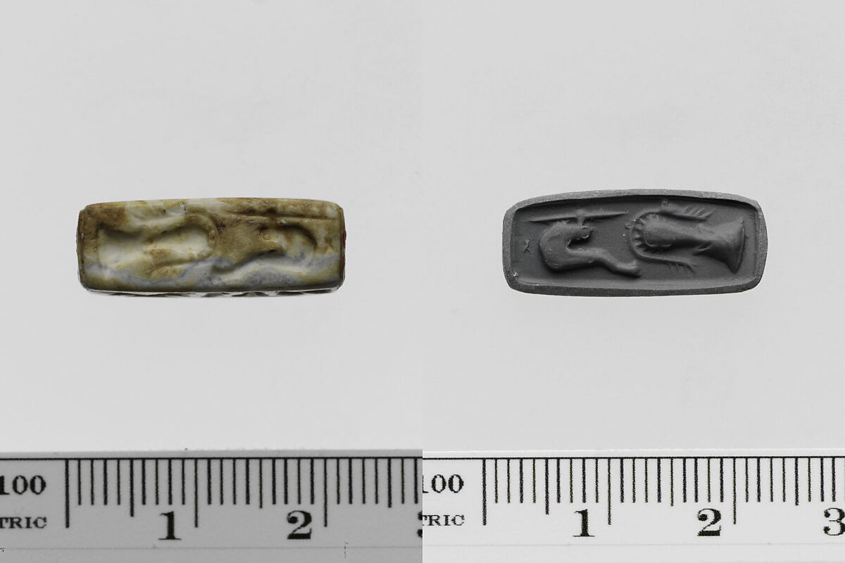 Chalcedony rectangular prism, Chalcedony, burnt, Minoan