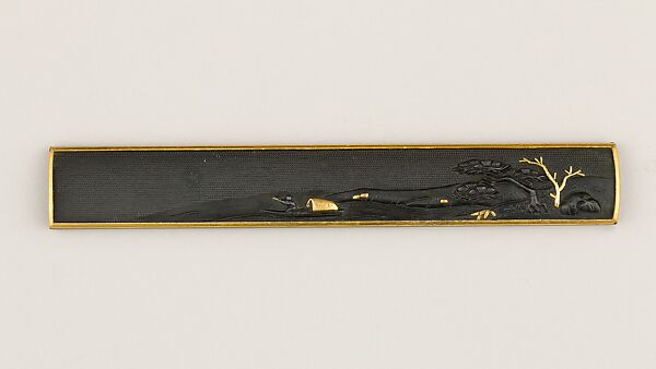 Knife Handle (Kozuka), Copper-gold alloy (shakudō), gold, Japanese 