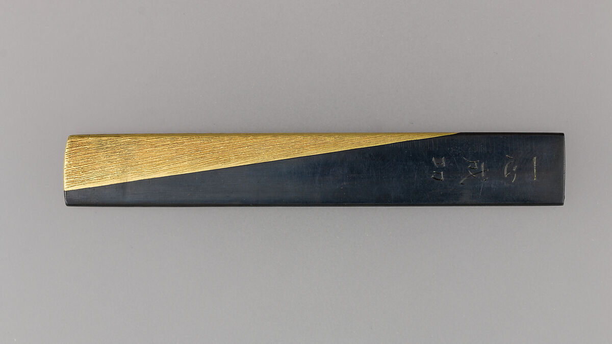 Knife Handle (Kozuka), Copper-gold alloy (shakudō), gold, Japanese