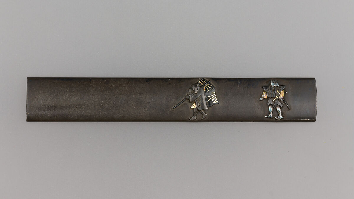 Knife Handle (Kozuka), Marukawa Hiroyoshi (Japanese, died 1841 or 1842), Copper-silver alloy (shibuichi), silver, gold, Japanese 