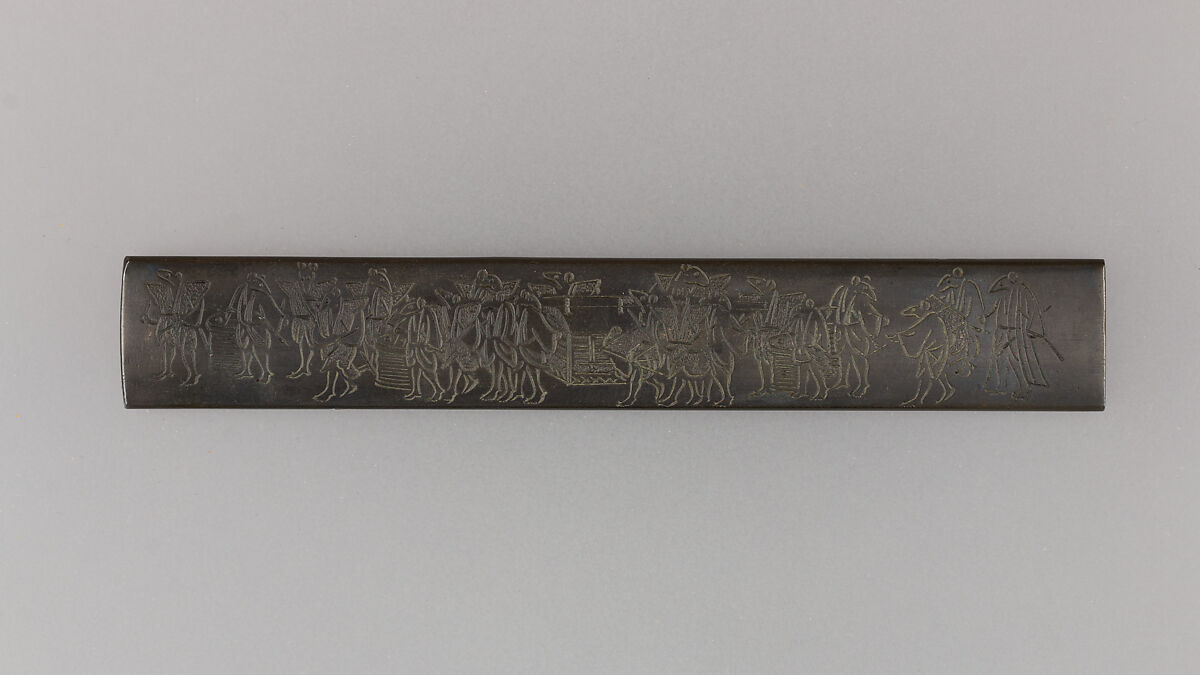Knife Handle (Kozuka), Marukawa Hiroyoshi (Japanese, died 1841 or 1842), Copper-silver alloy (shibuichi), silver, gold, Japanese