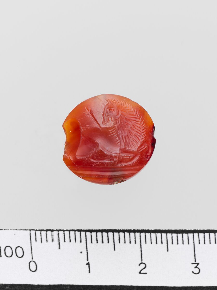 Carnelian lentoid seal, Carnelian, Minoan 