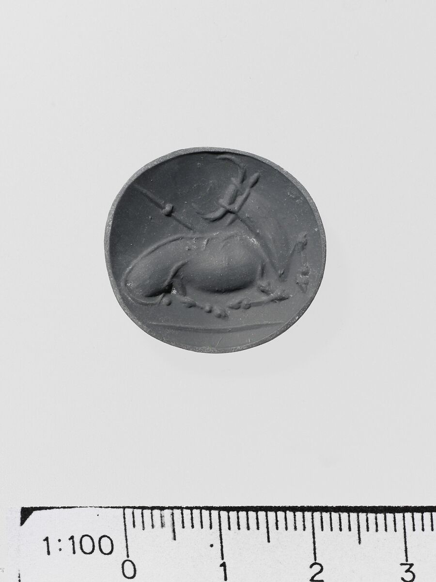 Haematite lentoid seal, Haematite, Minoan