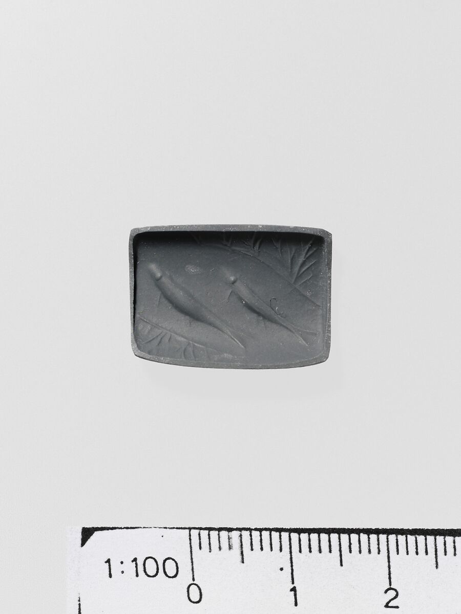 Agate flattened cylinder seal, Agate, burnt, Minoan