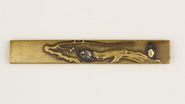 Knife Handle (Kozuka), Brass, gold, silver, copper-gold alloy (shakudō), copper, Japanese 