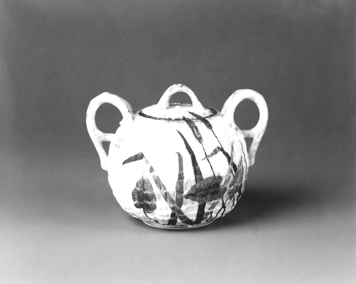 Covered Sugar Bowl, Ott and Brewer (American, Trenton, New Jersey, 1871–1893), Porcelain, American