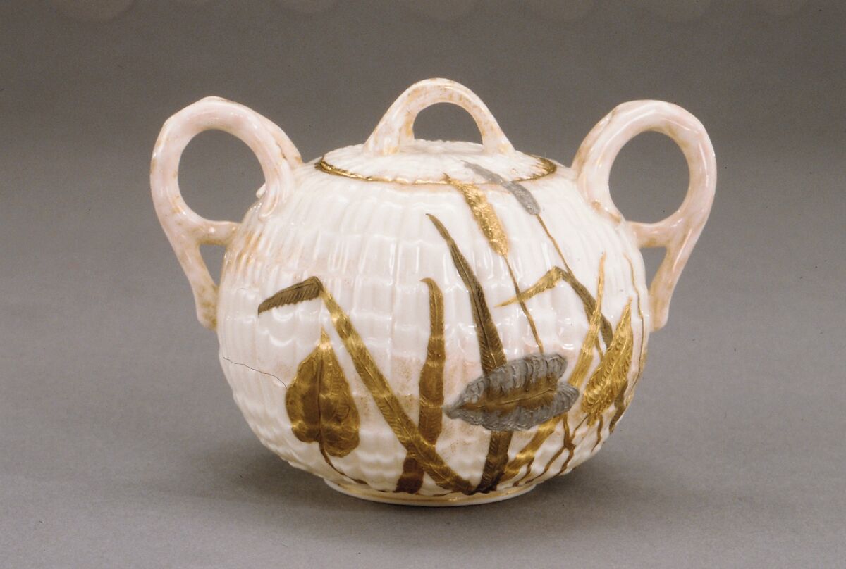 Covered Sugar Bowl, Ott and Brewer (American, Trenton, New Jersey, 1871–1893), Porcelain, American 