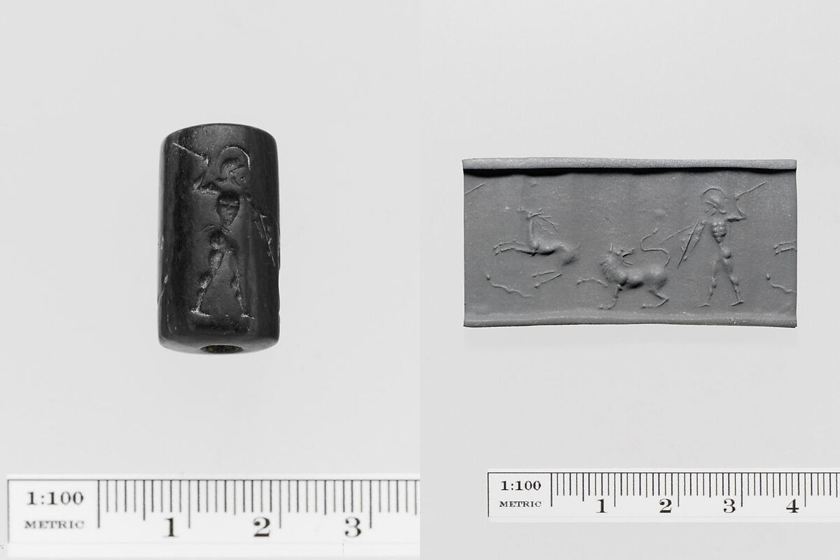 Black marble cylinder seal, Marble, black, Greek, Ionian