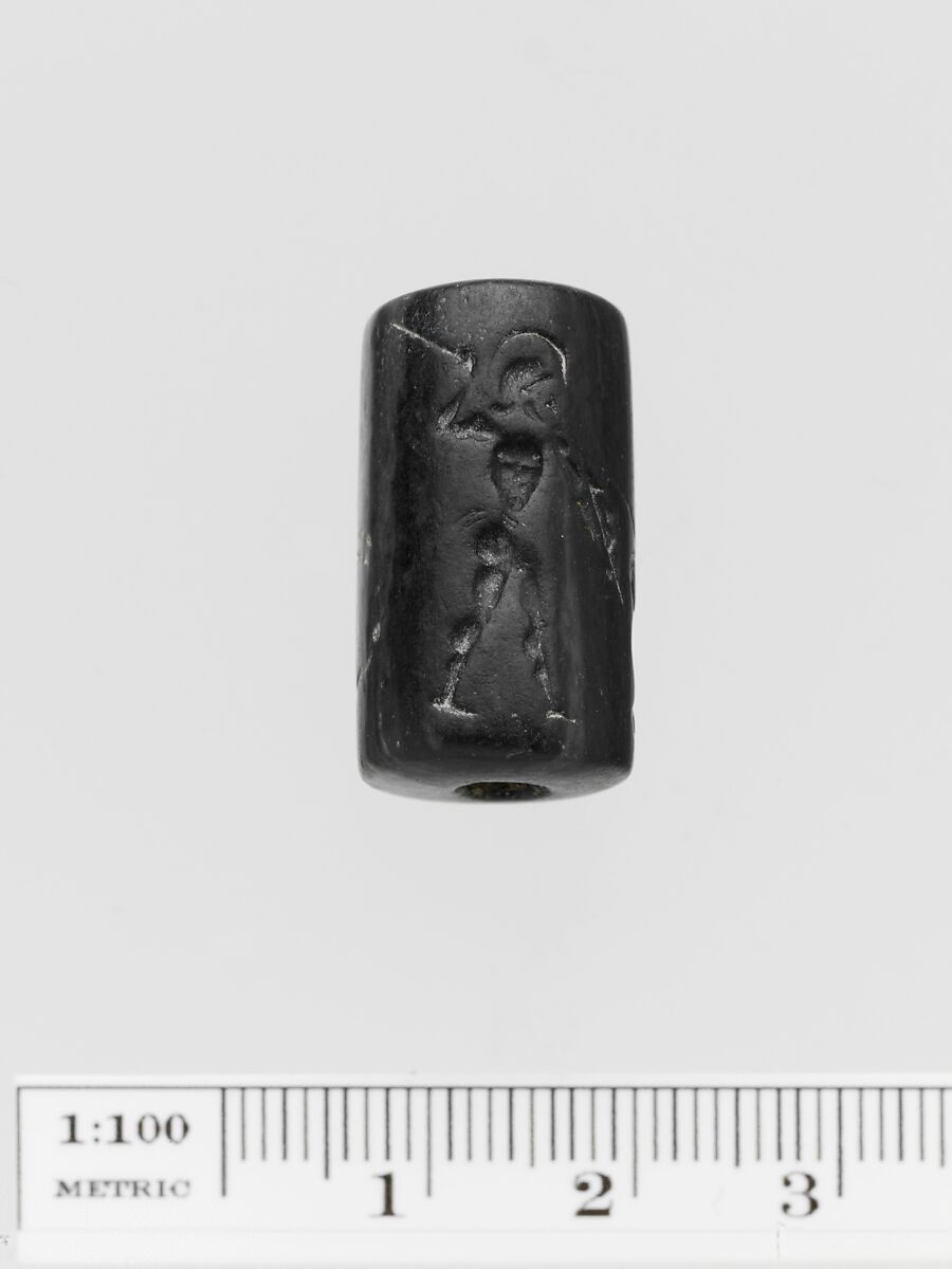 Black marble cylinder seal, Marble, black, Greek, Ionian 