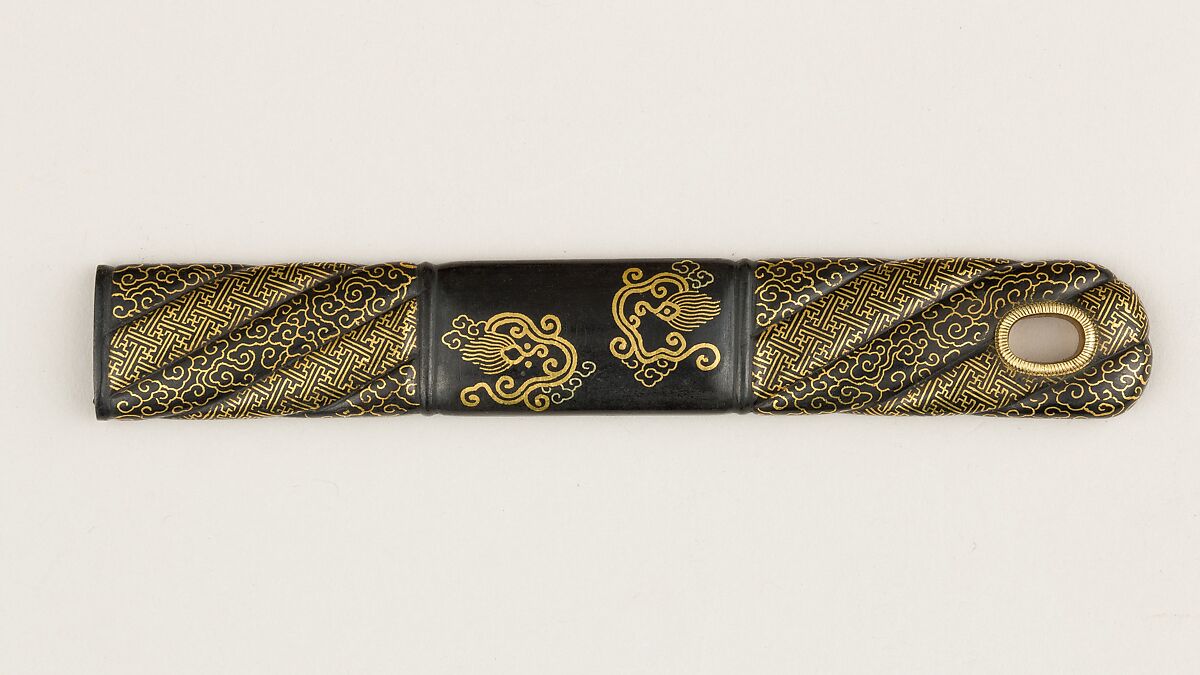 Knife Handle (Kozuka), Copper-gold alloy (shakudō), gold, Japanese 