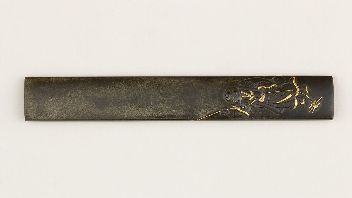 Knife Handle (Kozuka), Hamano Haruchika (Japanese, died ca.1850), Copper-silver alloy (shibuichi), gold, copper-gold alloy (shakudō), Japanese 