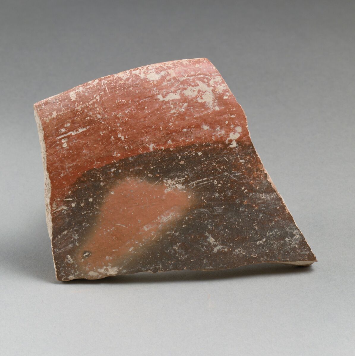 Terracotta rim fragment from a shallow bowl, Terracotta, Minoan 
