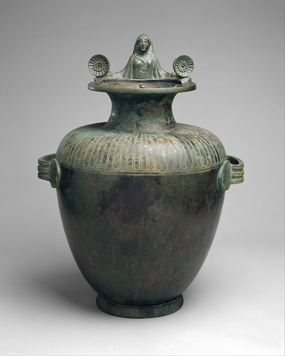 Bronze hydria (water jar), Bronze, Greek, Argive 