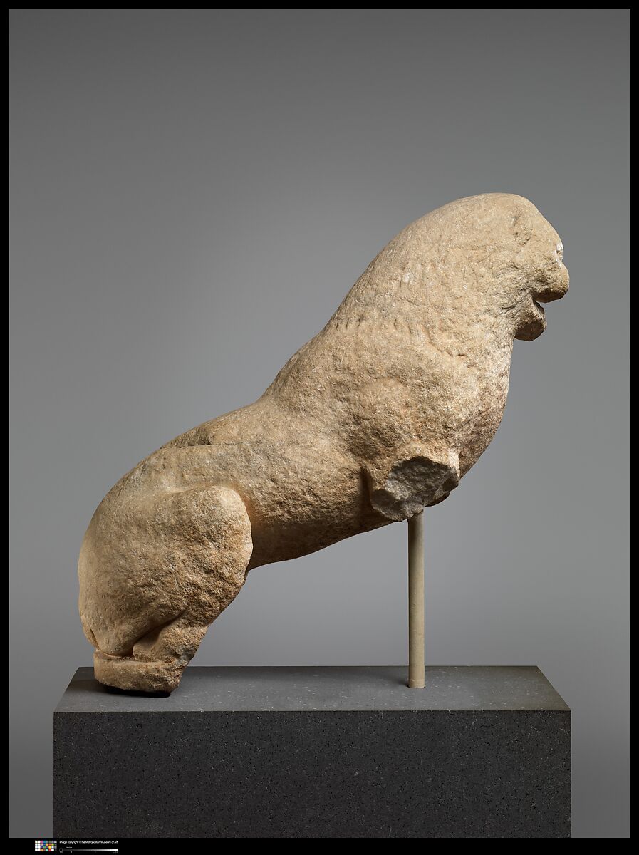 Marble statue of a seated lion, Marble, East Greek or Lydian 