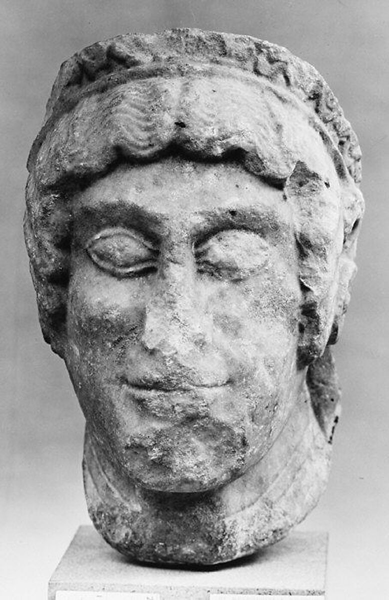 Head of a marble kore, Marble, Greek 