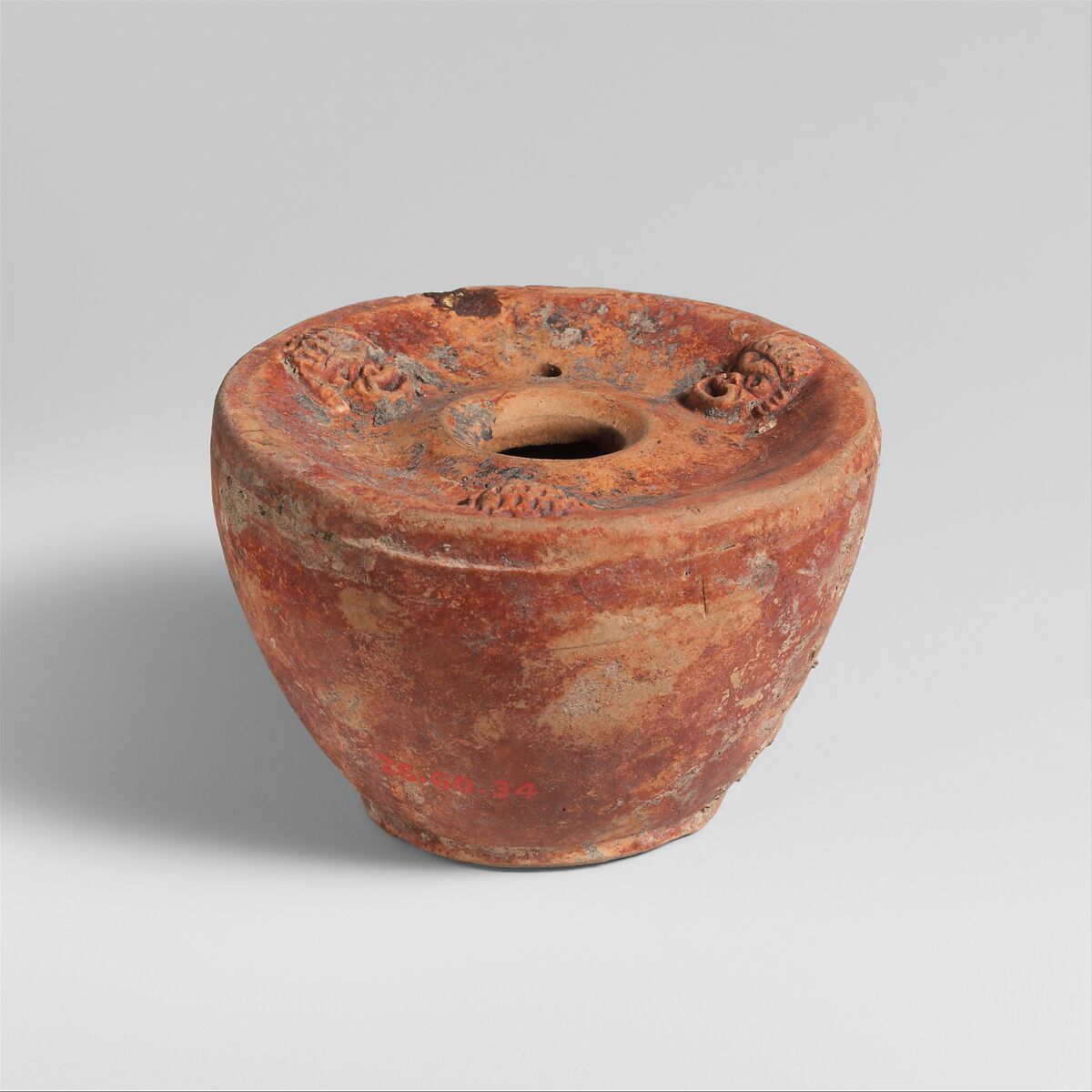 Terracotta inkwell and bronze stylus, Terracotta, Roman 