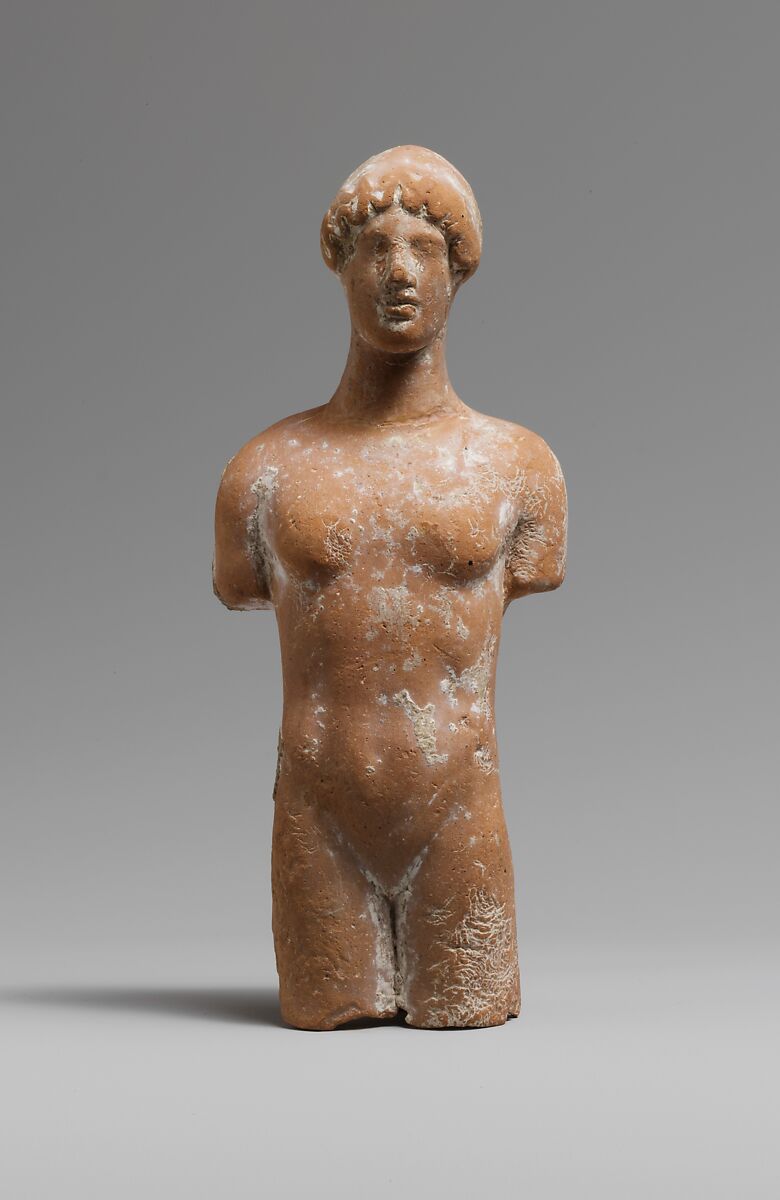 Terracotta head and torso of a woman, Terracotta, Greek, Attic 
