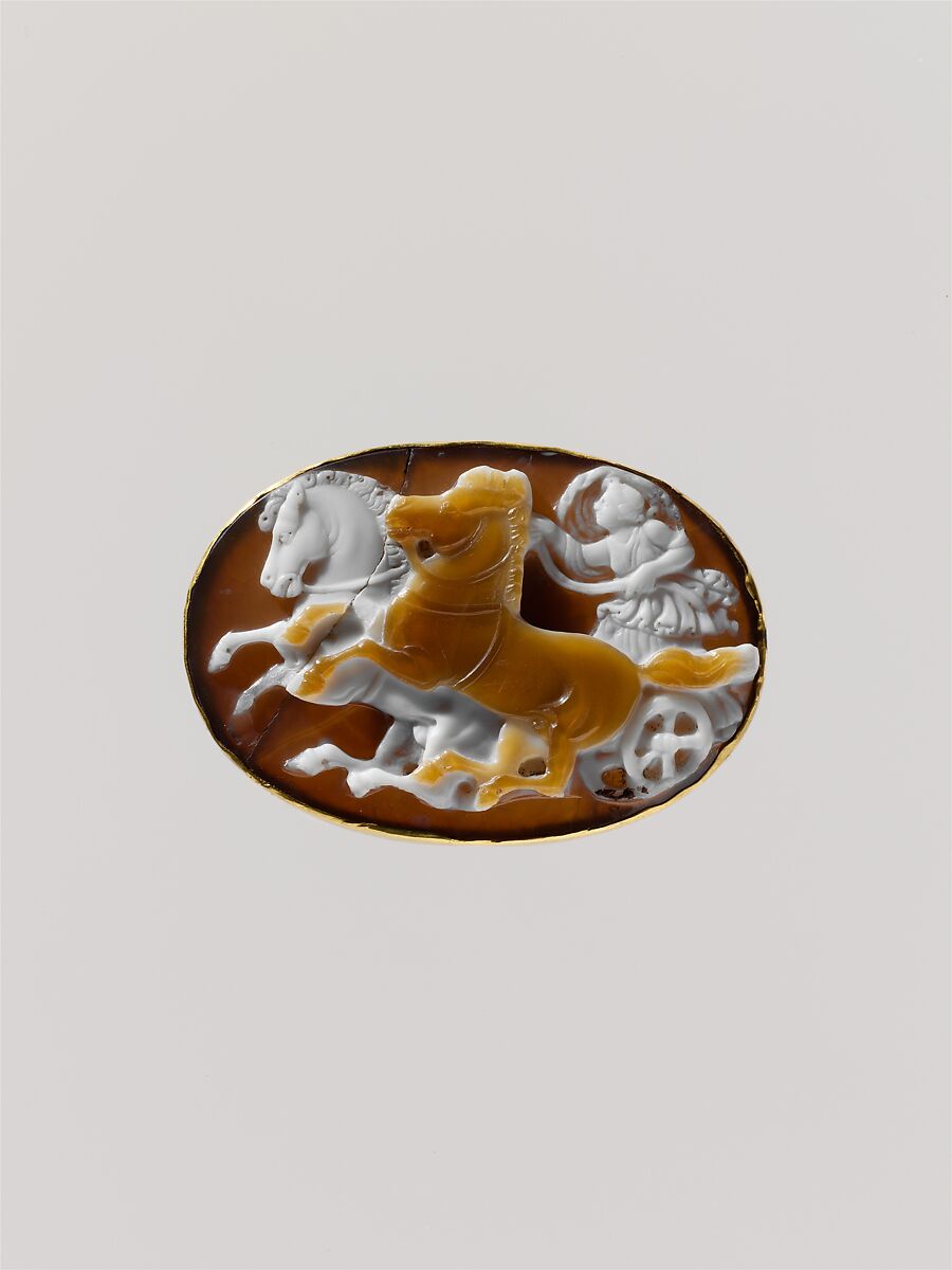 Sardonyx cameo of Aurora driving her chariot, Sardonyx, Greek or Roman 